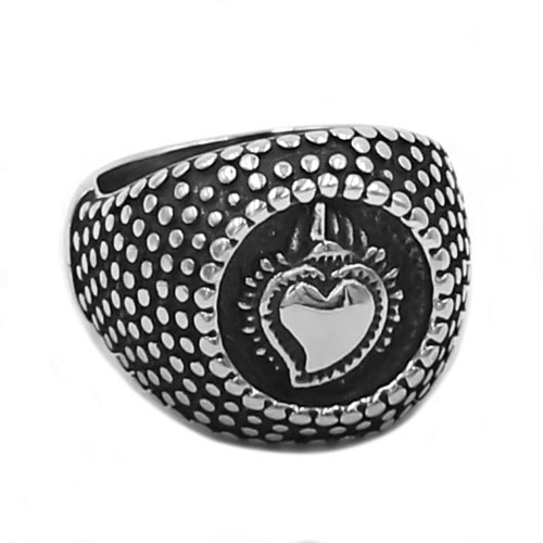 Crown Heart Ring Stainless Steel Jewelry Silver Biker Men Women Ring Wholesale Biker Ring SWR0709 - Click Image to Close